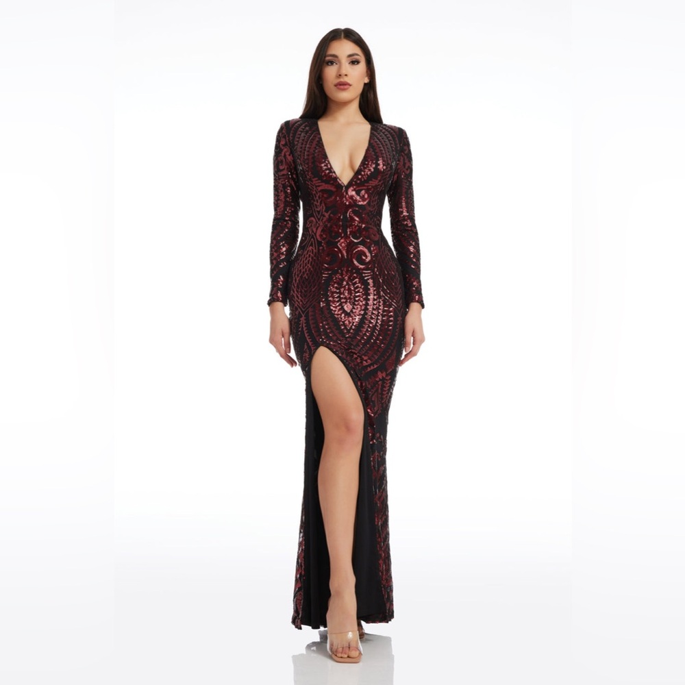 Dress the Population Elegant Black and Red Evening Gown